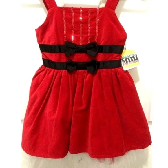 Harajuku Lovers | Dresses | Red Black Bow Velvet Holiday Christmas Dress 12  Cy | Poshmark